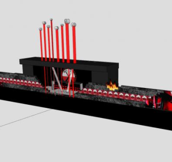 现代罗杰水墙露天舞台SU模型下载_sketchup草图大师SKP模型