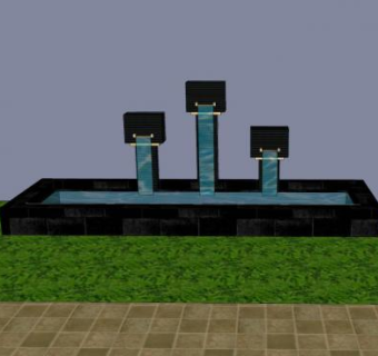 室内庭院壁式水幕墙SU模型下载_sketchup草图大师SKP模型