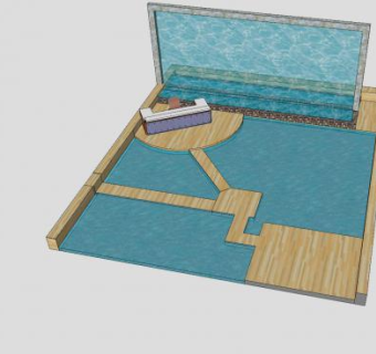 流水水景办公室水池走道SU模型下载_sketchup草图大师SKP模型