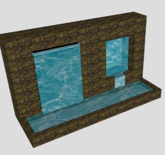 石壁水帘景墙SU模型下载_sketchup草图大师SKP模型