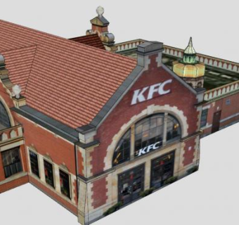肯德基老式建筑店铺SU模型下载_sketchup草图大师SKP模型
