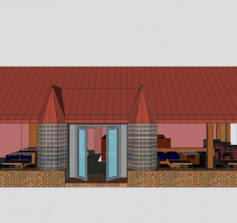 现代餐厅餐馆建筑SU模型下载_sketchup草图大师SKP模型
