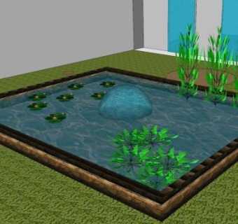 意大利别墅水景SU模型下载_sketchup草图大师SKP模型