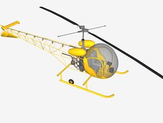 小型双座直升飞机SU模型_su模型下载 草图大师模型_SKP模型