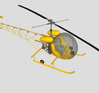 小型双座直升飞机SU模型_su模型下载 草图大师模型_SKP模型