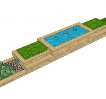 户外植物盆栽观景水景SU模型下载_sketchup草图大师SKP模型