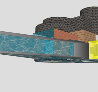 现代水景围墙建筑SU模型下载_sketchup草图大师SKP模型