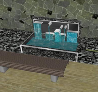 现代花园水幕墙SU模型下载_sketchup草图大师SKP模型