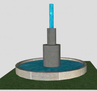 喷泉石柱流水水池SU模型下载_sketchup草图大师SKP模型