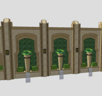 欧式植物景墙SU模型下载_sketchup草图大师SKP模型