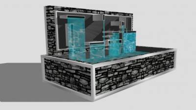 现代流水水幕墙SU模型下载_sketchup草图大师SKP模型