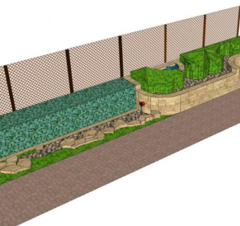 户外装潢观景墙SU模型下载_sketchup草图大师SKP模型