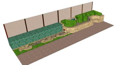 户外装潢观景墙SU模型下载_sketchup草图大师SKP模型