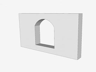 围墙拱形窗格SU模型下载_sketchup草图大师SKP模型