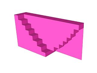 粉色楼梯墙SU模型下载_sketchup草图大师SKP模型