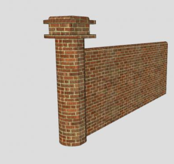红砖石柱围墙SU模型下载_sketchup草图大师SKP模型