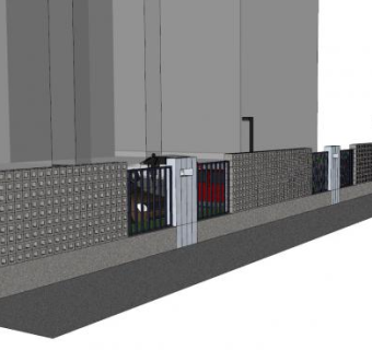 现代小区金属镂空围墙SU模型下载_sketchup草图大师SKP模型