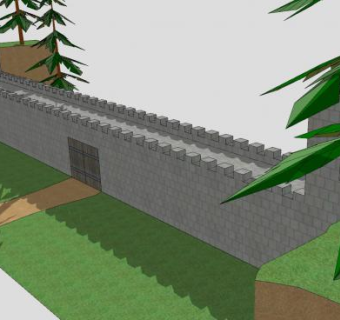 古老城墙围墙SU模型下载_sketchup草图大师SKP模型