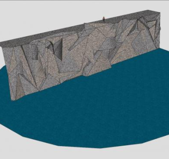 水池景墙石头墙SU模型下载_sketchup草图大师SKP模型