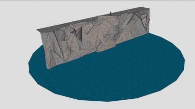 水池景墙石头墙SU模型下载_sketchup草图大师SKP模型