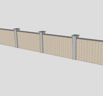 现代中式路灯砖砌墙SU模型下载_sketchup草图大师SKP模型