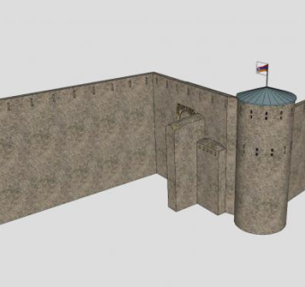 城堡城墙SU模型下载_sketchup草图大师SKP模型