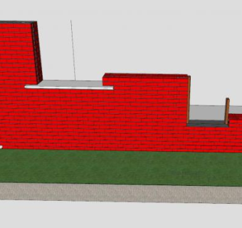 现代红色空心砖墙SU模型下载_sketchup草图大师SKP模型