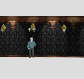 深色花纹背景墙壁和壁灯SU模型下载_sketchup草图大师SKP模型