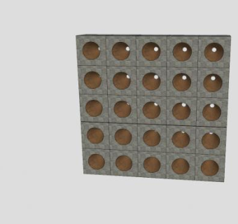 方形圆镂空石墙SU模型下载_sketchup草图大师SKP模型