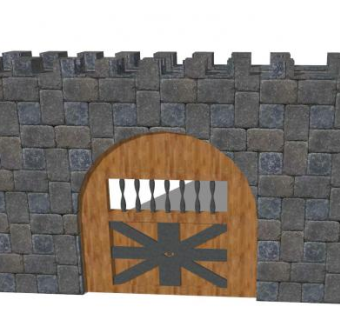 城堡砖石门和木拱门SU模型下载_sketchup草图大师SKP模型