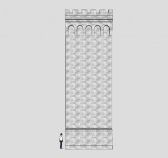 城堡墙柱SU模型下载_sketchup草图大师SKP模型