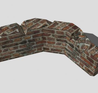 弯曲破损砖墙SU模型下载_sketchup草图大师SKP模型