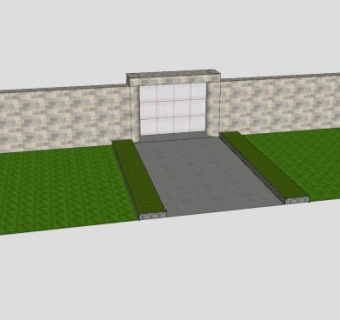 现代铁艺门围墙SU模型下载_sketchup草图大师SKP模型