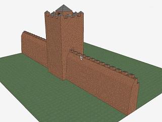 中世纪城墙城塔SU模型下载_sketchup草图大师SKP模型