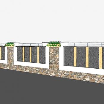 现代欧式围墙SU模型下载_sketchup草图大师SKP模型