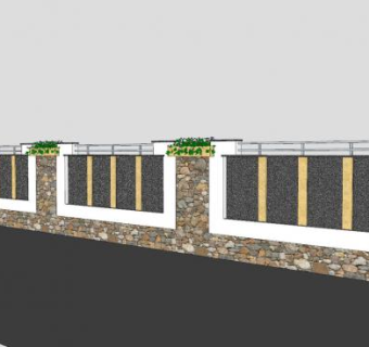 现代欧式围墙SU模型下载_sketchup草图大师SKP模型