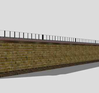 大型石砖围墙SU模型下载_sketchup草图大师SKP模型