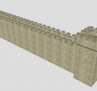 城墙楼护卫墙SU模型下载_sketchup草图大师SKP模型