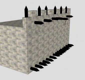 城墙护卫城楼SU模型下载_sketchup草图大师SKP模型