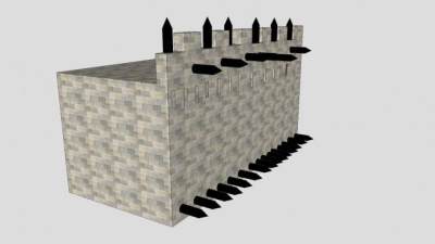 城墙护卫城楼SU模型下载_sketchup草图大师SKP模型