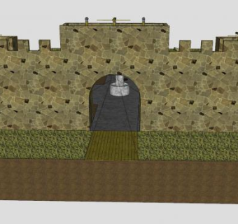 吊桥石墙SU模型下载_sketchup草图大师SKP模型