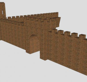 小型城堡城门围墙SU模型下载_sketchup草图大师SKP模型