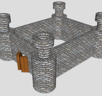 马塞夫城堡墙壁SU模型下载_sketchup草图大师SKP模型