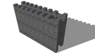 中世纪风格的墙SU模型下载_sketchup草图大师SKP模型