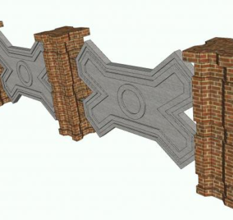 现代庭院围墙SU模型下载_sketchup草图大师SKP模型