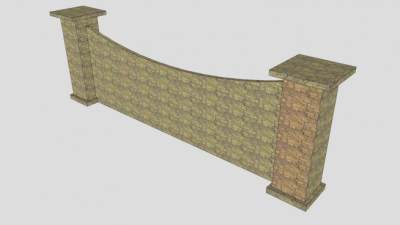 简约庭院围墙SU模型下载_sketchup草图大师SKP模型