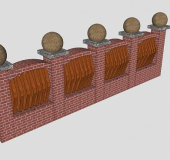 新中式围墙SU模型下载_sketchup草图大师SKP模型