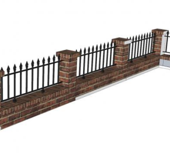 欧式铁艺护栏围墙SU模型下载_sketchup草图大师SKP模型
