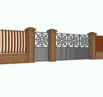 古典门和栅栏围墙SU模型下载_sketchup草图大师SKP模型