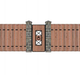 木板围门围墙SU模型下载_sketchup草图大师SKP模型